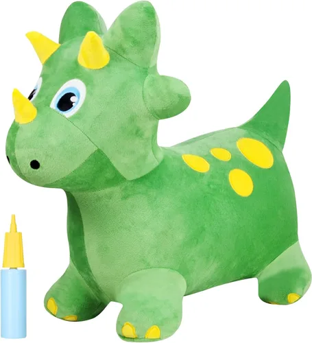 Vista 10 de INPANY Caballo hinchable, juguetes de tolva de dinosaurio, animal rebotador de felpa para niños pequeños, decoración de fiesta de cumpleaños
