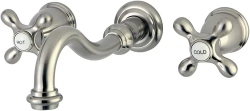 Vista 4 de Kingston Brass KS3123AX - Grifo de baño de montaje en pared central de 8 pulgadas, latón antiguo