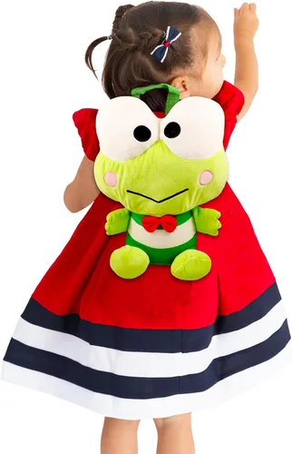 Vista 3 de Hello Kitty and Friends Keroppi - Juego de mochila de peluche de 14 pulgadas con correas de transporte y tatuajes temporales, más Regalos de Hello