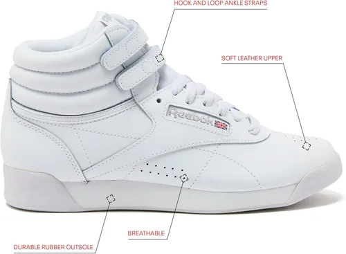Vista 2 de Reebok Women's Freestyle Hi High Top Sneakers for Women, Black or White Basketball and Tennis Shoes Womens Size 5-12