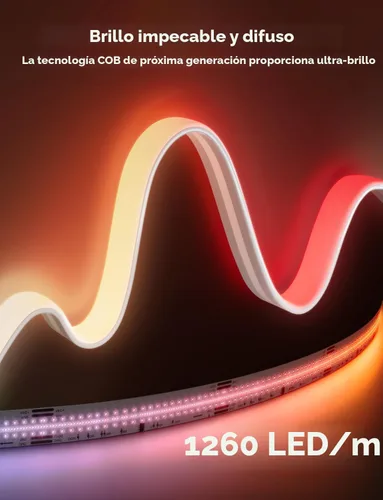 Vista 3 de Govee COB - Tira de luz LED Pro, luces LED para dormitorio, compatible con Alexa, Google Assistant y Matter, luz RGBICW con blanco cálido, tira