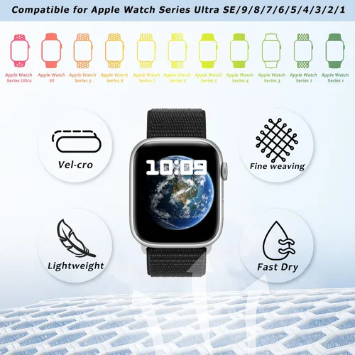 Vista 2 de Paquete de 15 correas deportivas de nailon compatibles con Apple Watch Band de 1.614 in 1.575 in 1.496 in 1.929 in 1.772 in 1.732 in 1.654 in