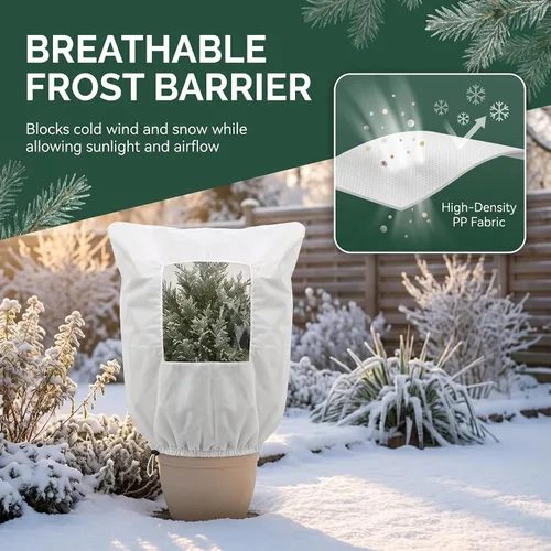 Vista 6 de Plant Frost Protection Covers with Viewing Window, Zipper & Drawstring, Reusable Winter Plant Covers for Outdoor Plants, Shrubs and Small Trees
