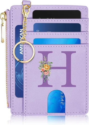 Vista 19 de Tarjetero para mujer minimalista y delgado con bolsillo frontal, bloqueo RFID, cartera compacta con ventana para identificación y bolsillo