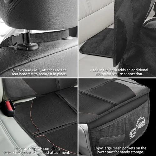 Vista 6 de Protector de asiento de automóvil con acolchado más grueso, tela 600D impermeable protector de asiento de bebé con bolsillos de almacenamiento