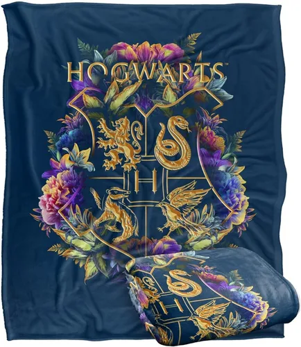 Vista 11 de Harry Potter Hogwarts - Manta con diseño floral verde y dorado con diseño de cresta sedosa al tacto, súper suave, 36 x 58 pulgadas, diseño floral