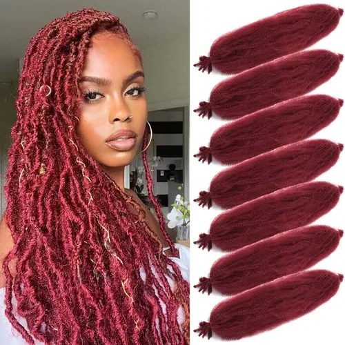 Vista 36 de Cabello para Trenzas Marley Twist de 10 pulgadas Negro 3 Paquetes Cabello Afro Twist Elástico Preseparado para Locs Suaves Cabello Spring Twist