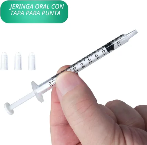 Vista 3 de Jeringa de 1 ml para líquido, oral, laboratorios científicos, medición, dispensación, con tapa - Paquete de 3 jeringas de 1 ml