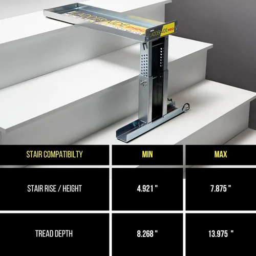 Vista 12 de Ideal Security Escalera plegable PRO: Se adapta a escalones de 4.921" a 7.875" de alto, extensor de escalera, accesorios, estabilizador, nivelador