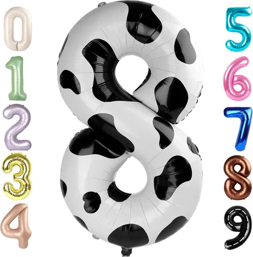 Vista 307 de Globos con números de 40 pulgadas, color negro, para decoraciones de cumpleaños de 10 a 100 años Jumbo 40In & Vibrant Color, With Hanging Holes