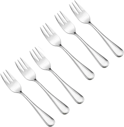 Vista 9 de Juego de 6 cubiertos de acero inoxidable de 5.5 pulgadas, tenedores para pastel de frutas, tenedores y tenedores para tartas de frutas