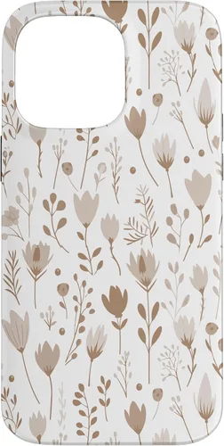 Vista 21 de Floral Flowers Wildflowers Garden Botanical Love Beige White Case for iPhone 16