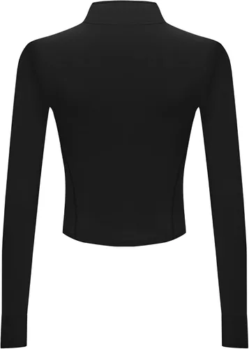 Vista 2 de SEDOCU Chaqueta deportiva de entrenamiento para mujer, con cremallera completa, ajustada, para yoga, deportes, con agujeros para el pulgar