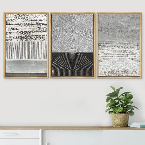 Vista 190 de SIGNWIN Lienzo enmarcado para pared, juego de arte neutro de bosque brumoso, ilustraciones en tono tierra, arte moderno, decorativo, bohemio