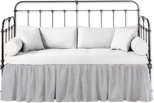 Vista 4 de Falda de cama a medida de lujo, tamaño individual XL, color gris oscuro, falda de cama plisada de 8 pulgadas, microfibra de doble cepillado de alta