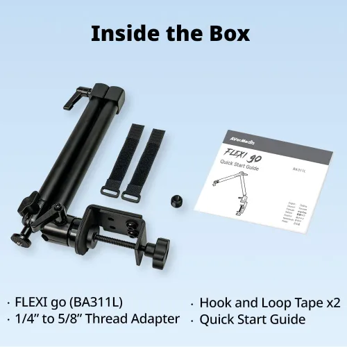 Vista 9 de AVerMedia Brazo de micrófono con abrazadera de escritorio, brazo brazo totalmente ajustable, adaptador de 1/4 a 5/8 pulgadas, soporte de micrófono