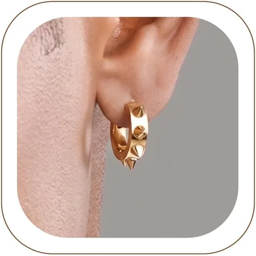 Vista 26 de ChainsHouse Huggie Hoop Earrings for Men Women, Stainless Steel A: Aro de cuentas (1 par) - Plata