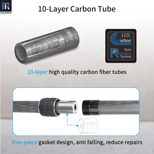 Vista 4 de INNOREL ER252C Universal 10 capas de fibra de carbono trípode centro columna extensión trípode dos secciones media columna poste para trípode