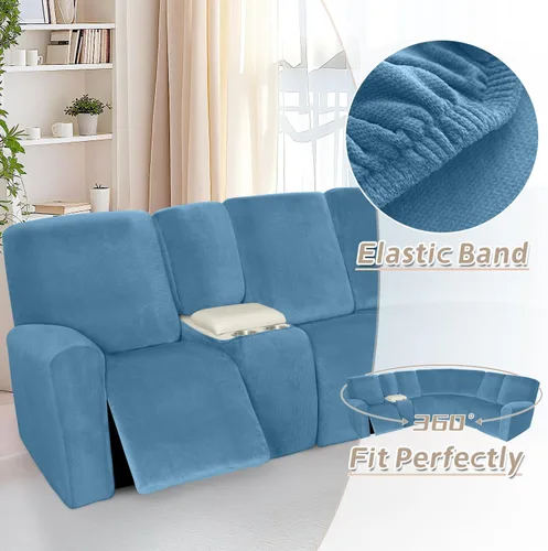 Vista 341 de Arfntevss Fundas de sofá seccional reclinable de terciopelo, Funda de sofá seccional de esquina para sofá reclinable, Funda elástica suave