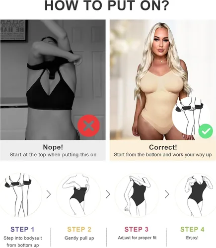 Vista 5 de SHAPERX - Body tipo faja moldeadora para mujer, con control de abdomen, sin costuras, para moldear la cintura, compresión del cuerpo
