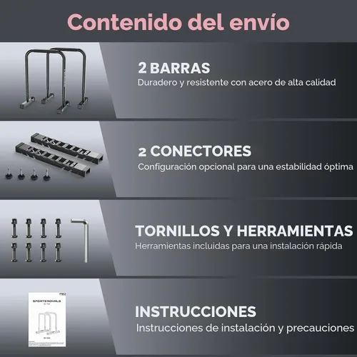 Vista 9 de Sportsroyals Estación de barra de inmersión ajustable, barras paralelas y paralelas resistentes, soportes de inmersión estables de 400 libras