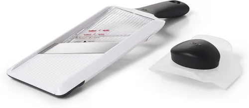 Vista 2 de OXO Good Grips - Cortador de mandolina de mano con mango antideslizante para cocina Adjustable Thickness Settings, Hand Guard Included, Slice
