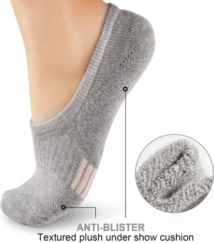 Vista 3 de Gonii Calcetines deportivos invisibles para mujer, calcetines tobilleros acolchados para correr, corte bajo, 5-8 pares