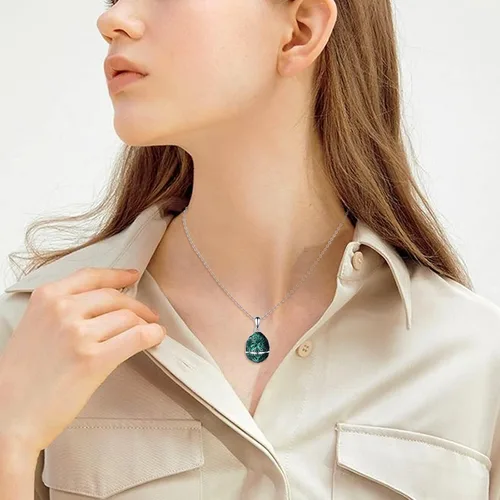 Vista 3 de AXELUNA Fox Necklace Sterling Silver Easter Egg Necklace Fox Pendant Animal Jewelry Gifts for Women Girls Birthday Graduation Gift