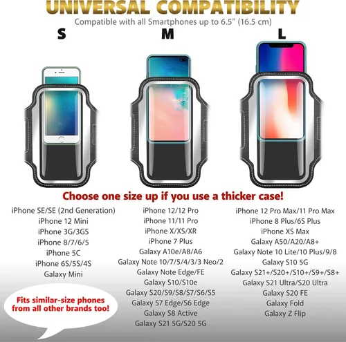 Vista 4 de Tribe - Funda de brazalete resistente al agua para teléfono celular para iPhone 11, 11 Pro, 11 Pro Max, X, Xs, Xs Max, Xr, 8, 7, 6, tamaños Plus