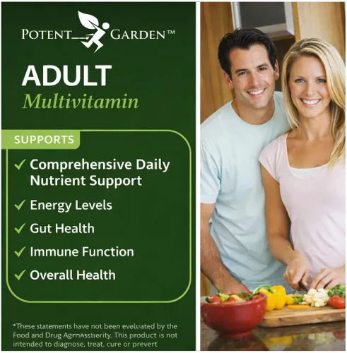 Vista 3 de Potent Garden Multivitamínico para hombres y mujeres – 42 frutas y verduras, probióticos y enzimas, suplemento alimenticio integral diario