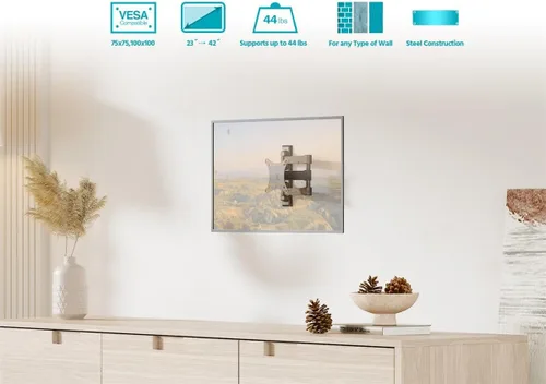 Vista 6 de Monoprice Soporte de pared para TV de movimiento completo comercial, rango de extensión extra largo de 13 pulgadas para televisores de 13 a 27