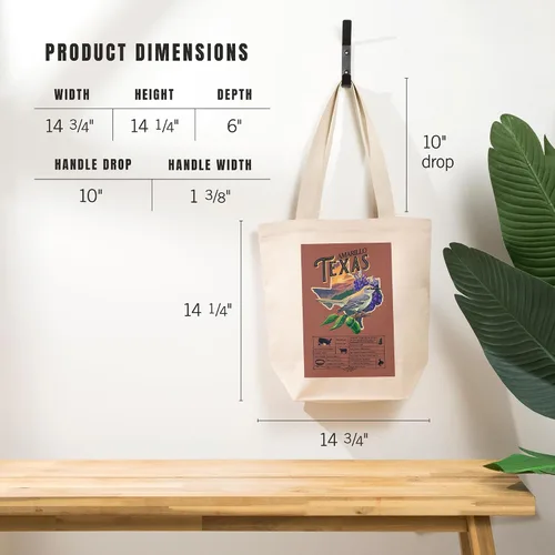 Vista 5 de Lantern Press Amarillo, Texas, Facts About, State Series (100% Cotton Canvas Reusable Tote Bag)