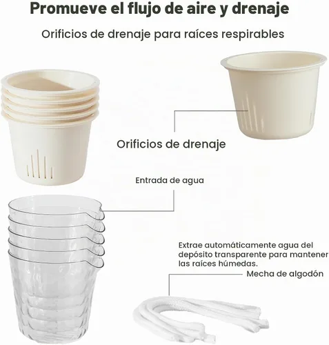 Vista 3 de Macetas de riego automático de 4 pulgadas para plantas de interior, paquete de 10 macetas de violeta africana, macetas de riego automático