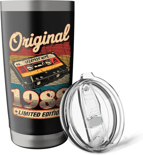 Vista 5 de Vaso aislado de acero inoxidable retro vintage 1988 para hombres y mujeres