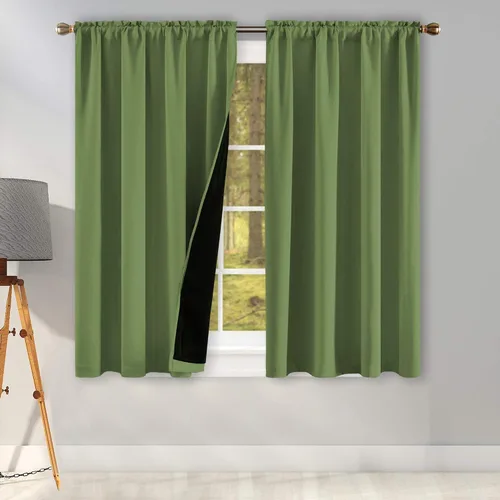Vista 17 de KEQIAOSUOCAI Aqua - 100 cortinas opacas con forro negro para dormitorio, paneles de cortina totalmente opacas para sala de estar, cortinas aislantes