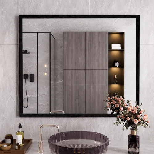 Vista 19 de WEER - Espejo de baño con luces LED, 50x70cm, espejo de tocador montado en la pared, 3 colores regulables, almohadilla antiempañante retroiluminada