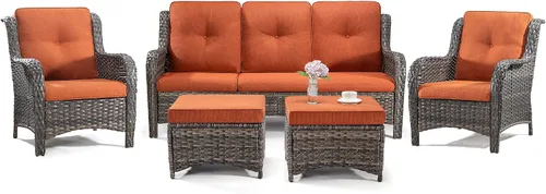 Vista 17 de Juego de 2 sillas de patio giratorias de 360 grados para exteriores y mesa auxiliar a juego – 3 sillas deslizantes de mimbre para patio con cojines