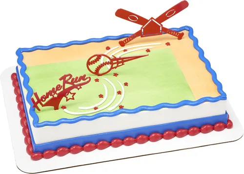 Vista 4 de DecoSet Home Run - Juego de béisbol para tartas, decoración de pasteles para cumpleaños o celebraciones de equipo, bates de béisbol, pelota y fotos