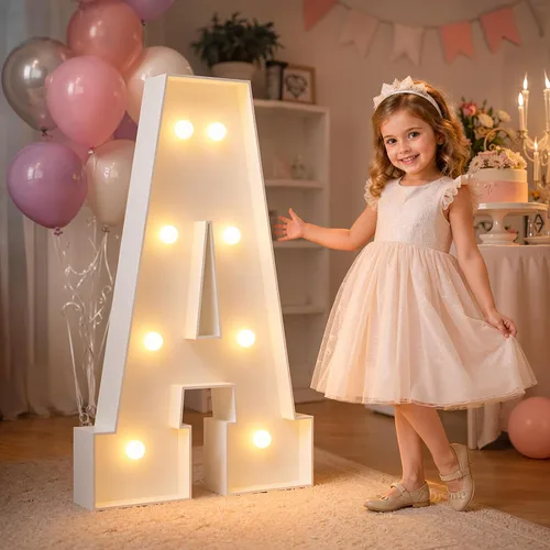 Vista 30 de imprsv Letras iluminadas grandes de 3 pies, letras iluminadas de marquesina para fiesta de cumpleaños (3 pies, letra y )