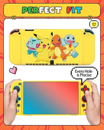 Vista 3 de Funda OLED para Nintendo Switch OLED con diseño de anime, diseño de dibujos animados, divertida, divertida, suave, delgada, protectora, acoplable