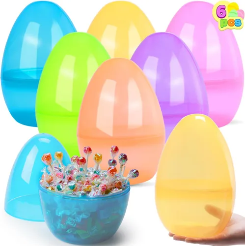 Vista 8 de JOYIN Huevos de Pascua gigantes de 10 pulgadas, 6 huevos gigantes de plástico brillante vacíos rellenables para relleno de Pascua, regalos