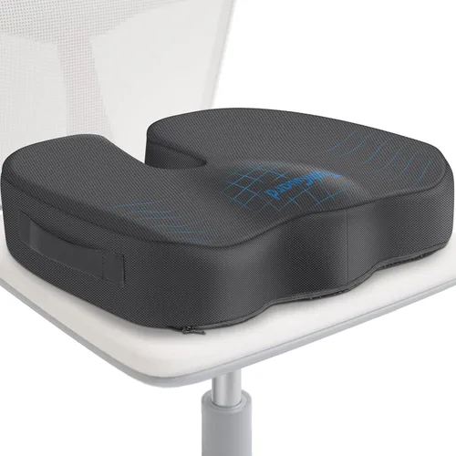 Vista 14 de TushGuard - Cojín de asiento para silla de oficina de espuma viscoelástica antideslizante, cojín de escritorio para la espalda, coxis, ciática