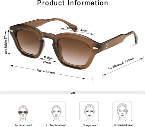 Vista 4 de Gafas de sol cuadradas retro pequeñas para mujeres y hombres rectángulos AP3680