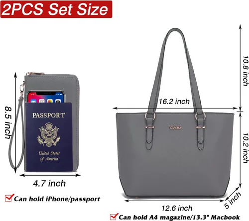 Vista 4 de YZAOLL Bolsos para mujer de cuero sintético, medianos y grandes, bolso de hombro, cartera, juego de bolso de mano y billetera