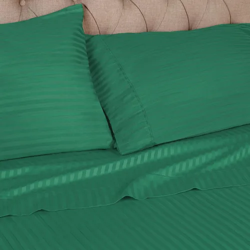 Vista 3 de Algodón egipcio de 300 hilos franjas Funda de almohada Set, Hunter Green, King