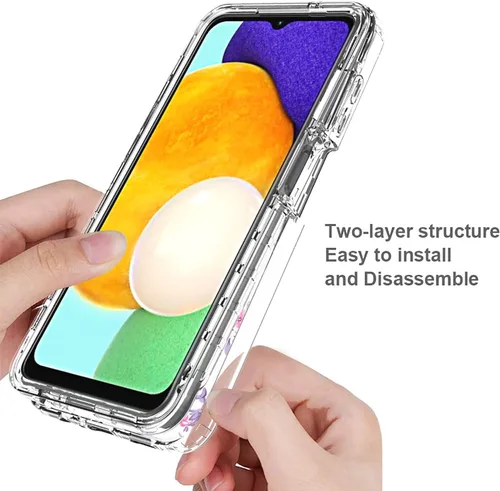 Vista 4 de Funda para Galaxy A13 5G, para Samsung A13 5G con protector de pantalla de vidrio templado, suave 360 cuerpo completo, a prueba de golpes, híbrida