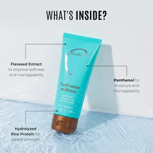 Vista 5 de Malibu C Acondicionador para el cabello de agua dura para acumulación, tamaño de viaje, fórmula hidratante sin sulfato para cabello seco dañado