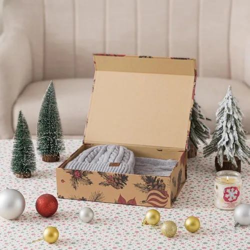 Vista 7 de Soul & Lane Caja de regalo de Navidad con tapa, 12.5 x 9.0 x 3.5 pulgadas, caja de regalo magnética de Navidad para regalos con diseño navideño