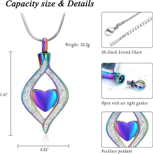 Vista 2 de Eye of My Heart Urn Necklace for Ashes for Women Man Stainless Steel Cremation Jewelry Memorial Keepsake Pendant for Loved One