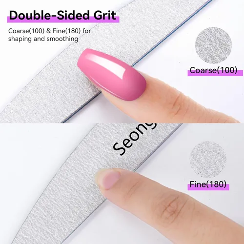 Vista 6 de 24 limas de uñas de grano 100/180 para mujeres, de doble cara, para manicura y pedicura, herramientas de manicura y pedicura para uñas naturales